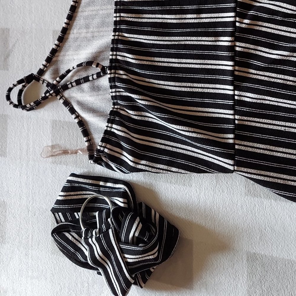 Rue21 Rue+ Size 3X Black & White Striped Stretch Jumpsuit w/ Removable Belt